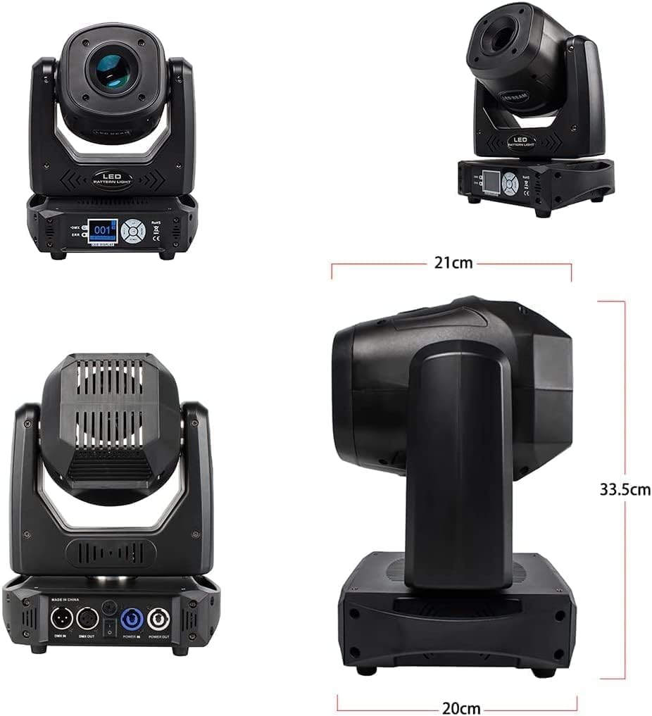 SHEHDS 100 W bewegliche Scheinwerfer, Strahl-Effekt, 16 Grad, 7 dynamische und 6 statische Gobos, 8 Farben, Strahler, 6-Facet-Prisma DMX512 mit RDM und linearem Fokus, DJ-Bühnenlichter