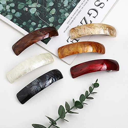 Foto von VEGCOO 6 Stücke Haarspange, Automatisch Groß Klassische Haarspangen für feines Haar und mitteldickes Haar, Französische Vintage Haarschmuck für Damen Mädchen (Bernstein)