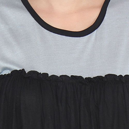 Image of Teemoods Women's Solid Viscose Top: Two Tone Design, Short Sleeve, Round Neck, Regular Fit, Breathable & Comfortable, Casual Wear for Women, S, M, L Sizes