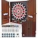 WIN.MAX Dianas Electrónicas de Dardos, Decorativo Diana Dardos Gabinete Set Ofrece 34 Juegos para hasta 8 Jugadores Incluyendo 12 Flechas de Punta Suave (Marrón, Tamaño Convencional)