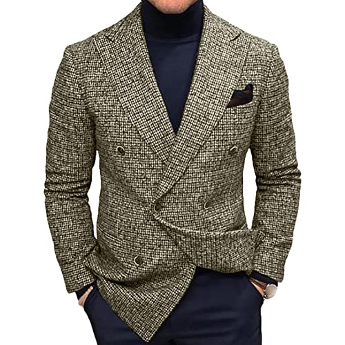Mens Casual Suit Blazer Plus Size 2 Button Notched Lapel Jacket Coat Stylish Lightweight Business Knit Sport Coat