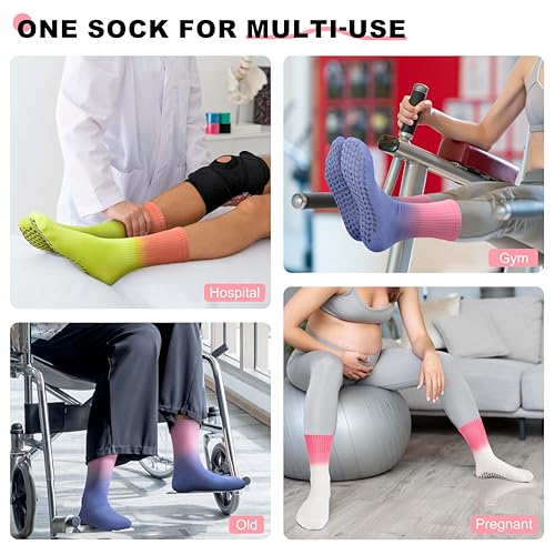 Image of Pilates Socks with Grips for Yoga, Barefoot, Ballet, Barre, Hospital Non Slip Anti Skid Socks for Women and Men