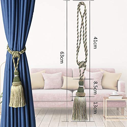 Lot de 2 embrasses de rideaux à pompons faites à la main - Décoration de chambre moderne (café clair, taille unique)