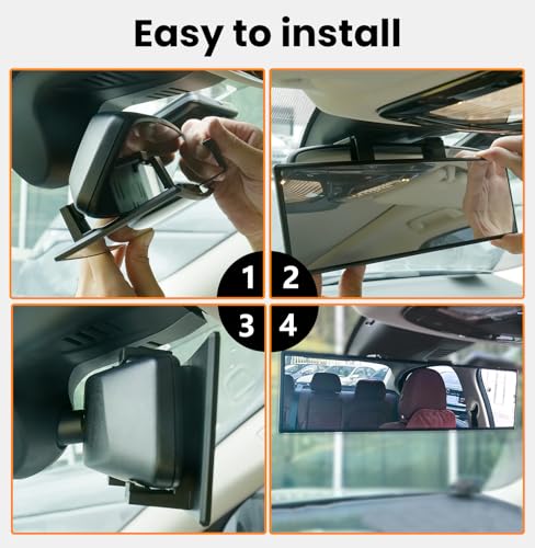 Image of Universal Panoramic Rear View Mirror Convex 11.81 Inch HD Clear