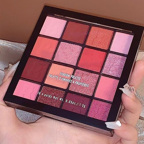 Evpct 16 Colors Glitter Shimmer Matte Pink Red Blush Orange Peach Eyeshadow Makeup Palette Pallet Waterproof Highly Pigmented Smokey Pressed Sparkly Shiny Eye Shadow Paletas De Sombras Para De Ojos #TOP5