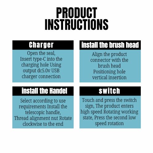 Image of Electric Spin Scrubber - Power Shower Cleaning Brush with Extendable Handle & 3 Brush Heads, Scrub Brushes for Cleaning, Shower Cleaner for Bathtub, Tile, and Floor, (Sky Blue)