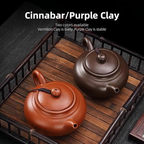 Miniatura 7 de Niukomy Tetera De Arcilla Púrpura, Tetera Yixing 400 Ml, Teteras De Arena Morada, Tradicional Zisha Teteras Kung Fu China, Hecha A Mano De Arcilla Con Caja, Marron Rouge