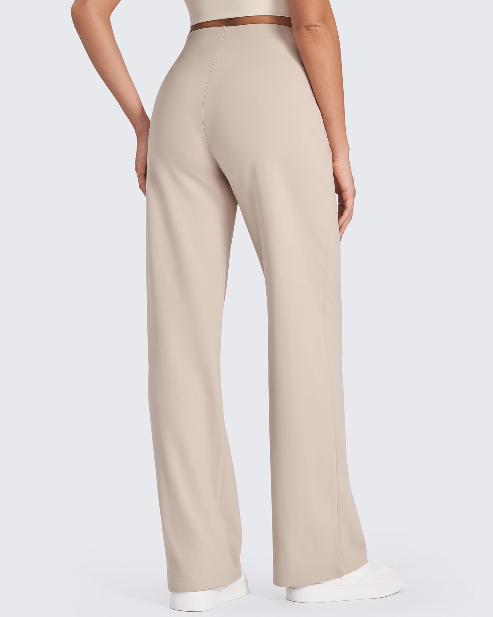 G4Free Weite Yogahose Damen mit Taschen Hohe Taille Stretch Sporthose Business Casual Arbeitshose Anzughose Petite/Regulär/Tall
