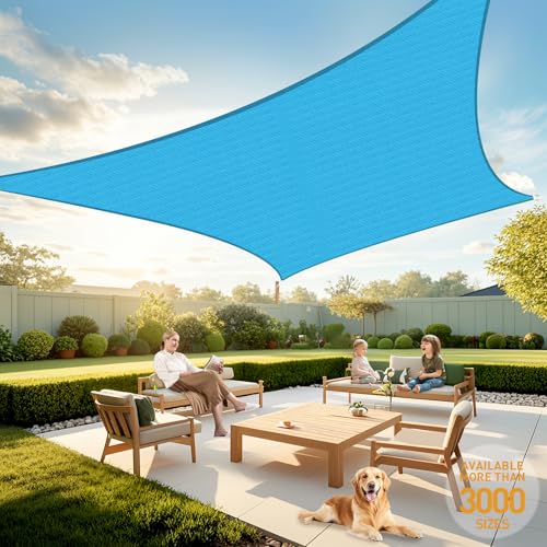 Artpuch Toldo parasol rectangular turquesa mixto de 12 x 16 pies, borde curvado, grado comercial, 185 g/m², permeable, para exteriores, terraza, patio trasero (tamaños personalizados)