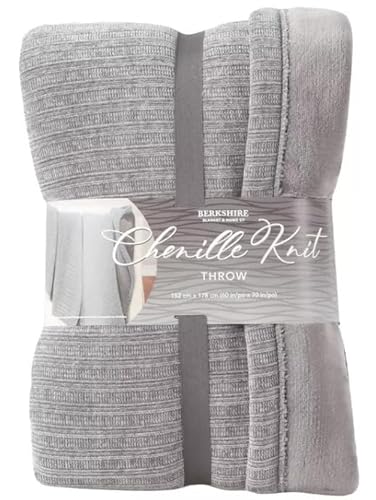 Berkshire Blanket & Home Co. Chenillie Knit Throw | 152cm x 178 cm |60in. x 70in. | Gray