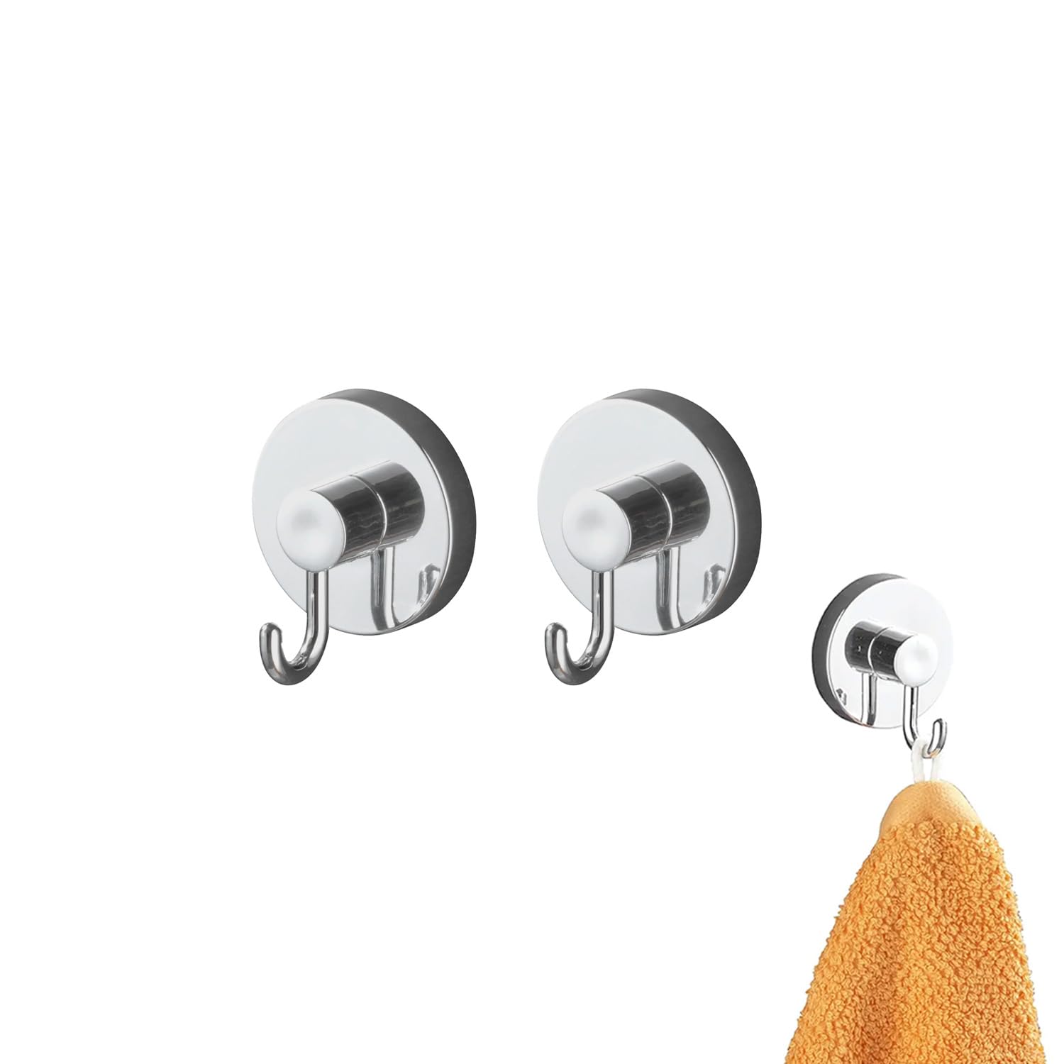 Avilia Set of 2 Towel Rails for Bathroom and Kitchen with Fixing Without Holes - Towel Holder with Suction Cup, Metal, 7 x 4.5 x 6 cm