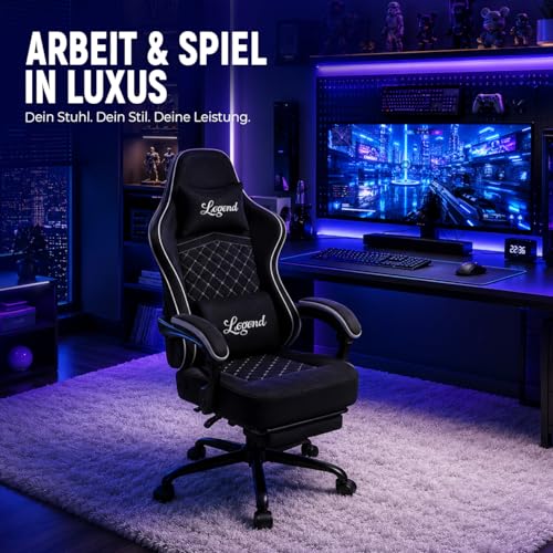 Shadcoler Gaming Stuhl Gamer Sessel - Tech-Stoff, hochdichter Schaum, Taschenfederung, ergonomische Unterstützung, 150 kg… – Ansicht 2