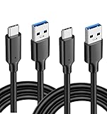 SSSUWP USB3.2 Type A to C 10Gbps Cable, USB3.2 Gen 2 Type C Data Cable, 3A 60W PD Fast Charging, Android Auto Cable, for Galaxy S23 S22 S21 Note 20, Pixel, iPad Pro, SSD, 2 Pack 6.5ft+6.5ft