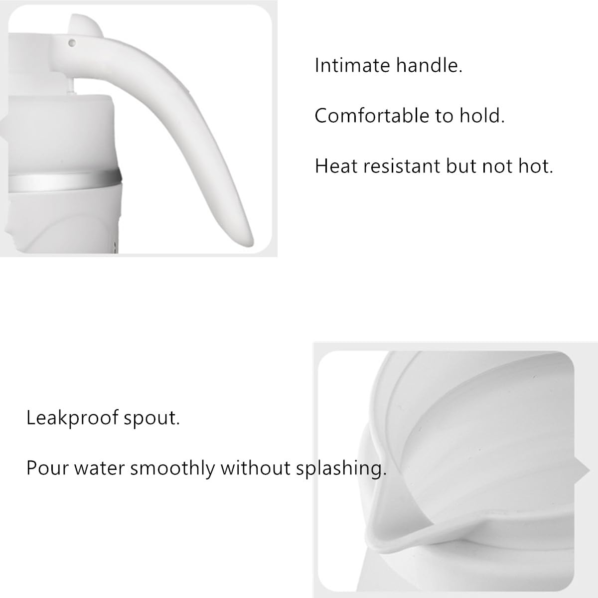 Hervidor eléctrico plegable de viaje, caldera de agua plegable de silicona, tetera portátil para café, olla de hervir agua rápida con cable de alimentación separable 110 V (blanco) 4