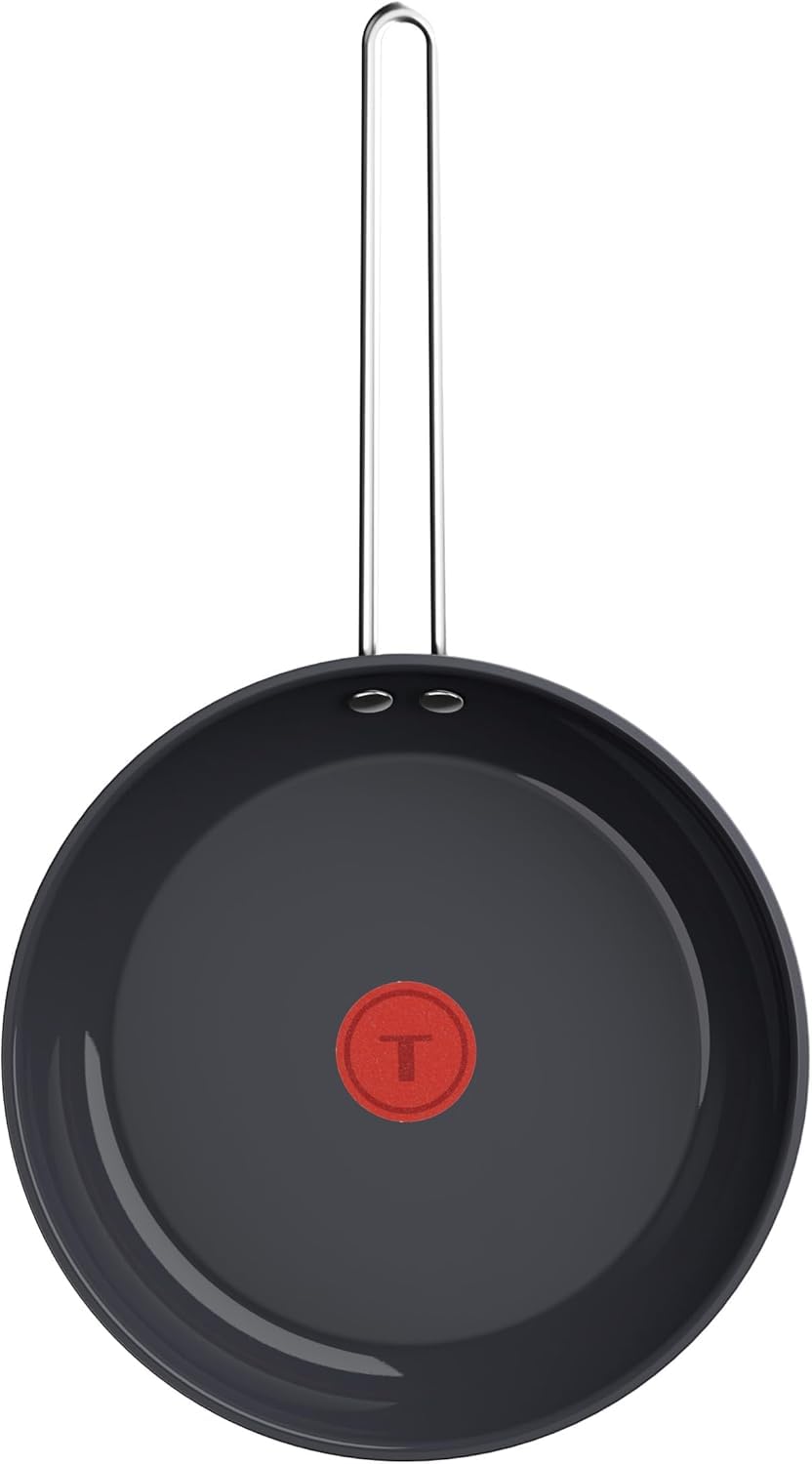 Tefal Nordica H8710455 Roestvrijstalen keramische pan, 24 cm, anti- aanbaklaag, geïntegreerd thermosignaal, temperatuurindicator, geschikt voor alle warmtebronnen (gas, elektrisch, keramiek, inductie