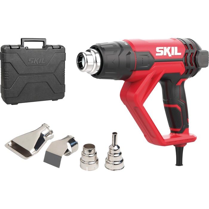 SKIL BLACK Pistolet à Air Chaud 2000W - Idéal pour Bricoleurs - Température Réglable et Flux d’Air Puissant - Kit Complet avec Maletín