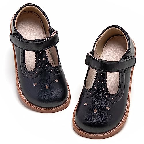 Image of GINFIVE Toddler Girls Dress Shoes Little Kids Flats School Mary Janes Shoes