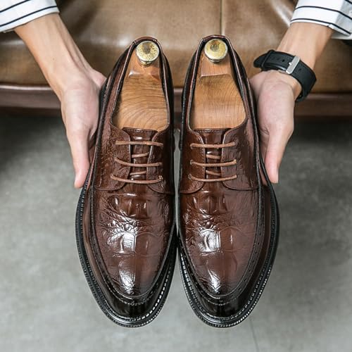 Mens Low Heel Derby Oxfords Shoes for Men, Pointed Toe Lace-up Comfort Brogue Oxfords Casual Business Work Dress Shoes2