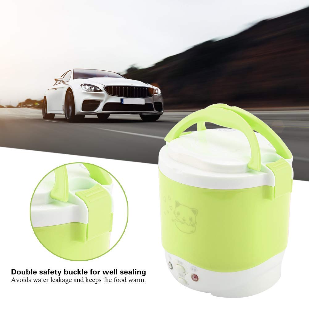 Ejoyous Cuiseur à Riz pour Voiture 12V, Mini Cuiseur Électrique et Vapeur 1L, Vert, pour Camping-Car et Camion 2 Personnes