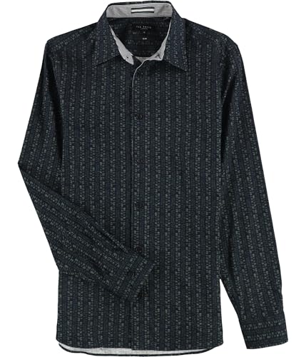 Ted Baker Mens Printed Button Up Shirt, Blue, Small