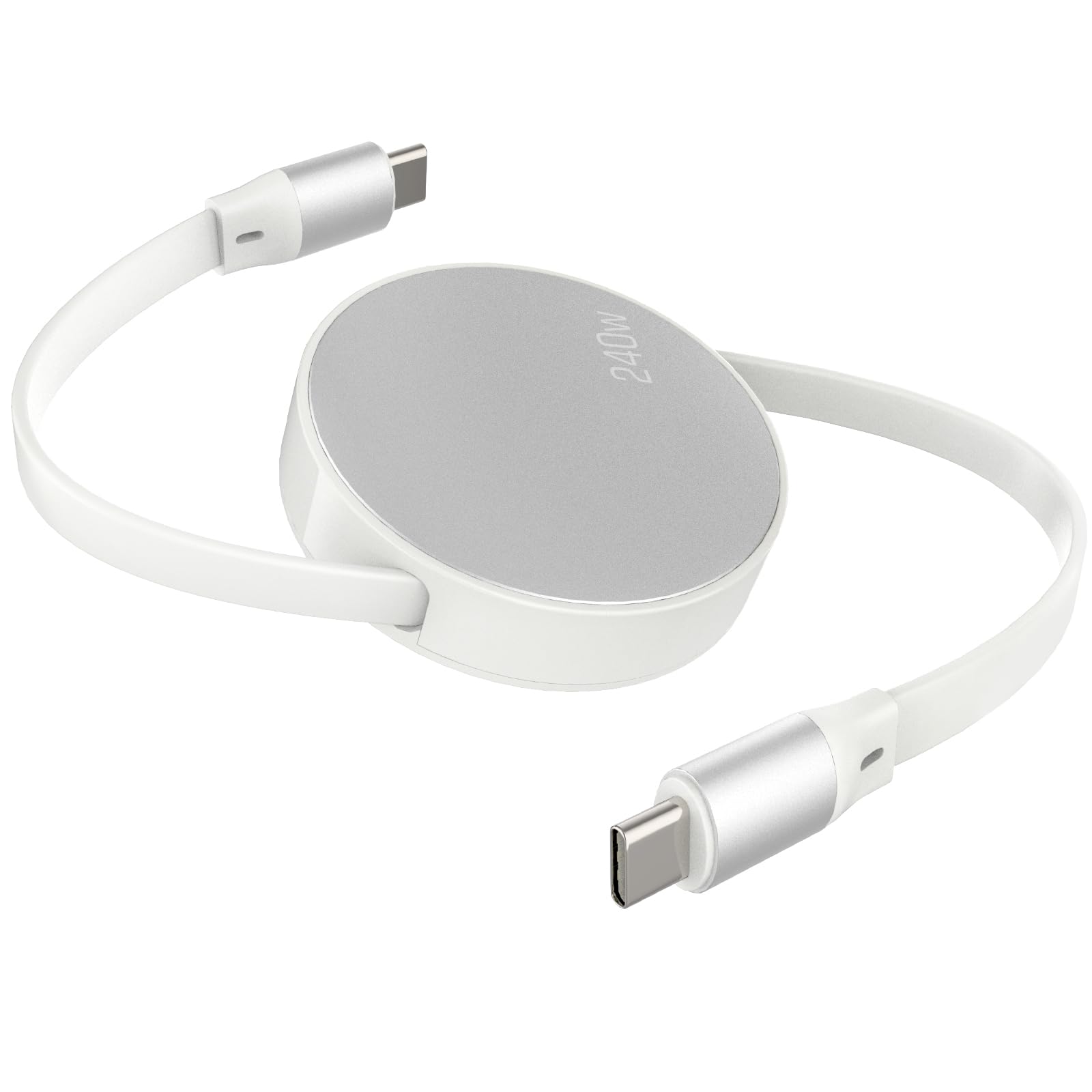 巻取り式充電ケーブル タイプc 240W 100W USB Type C ケーブル PD対応 最大5A 巻き取り式 片側引き、両側引き 伸縮可能 1.5M USB-C 急速充電 リール式 データ通信 480Mbps iPhone16/15 /iPad Pro MacBook Proなど対応 急速充電コード