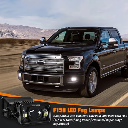 Image of 60W F150 LED Fog Lights for 2015 2016 2017 2018 2019 2020 Ford F150 Accessories, Super Bright F-150 Fog Light Assembly, DOT Approved Front Bumper Driving Light Rectangular Fog Lamps Replacement