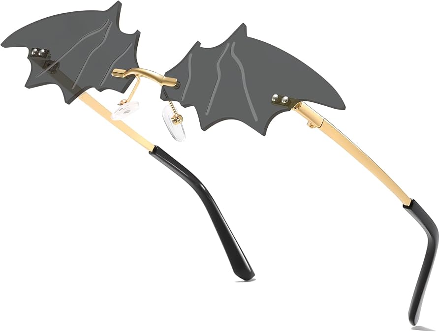 Halloween Flame Sunglasses Devil Glasses Goth Vampire Accessories Bat Wing glasses, For Women Men