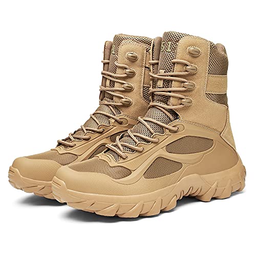 Men's High-top Desert Tactical Boots, Comfort Breathable Durable Rubber Sole Military Work and Hiking Shoes, for Outdoor Comfort Lace Up Zipper Men's Shoes1