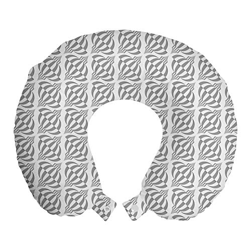 Preisvergleich Produktbild ABAKUHAUS Jahrgang Reisekissen Nackenstütze, Diagonal Chinesische Laternen, Schaumstoff Reiseartikel für Flugzeug und Auto, 30x30 cm, Pale Taupe und Weiß