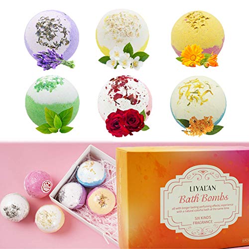 Bath Bomb Gift Set, Bath Bombs with 6 Pcs XXL Organic & Natural Essential Oil, Gentle Formula Moisturize The Skin Bath Bombs for Women, Perfect Birthday/Christmas Gift for Bath Bomb Gift Set
