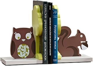 Wood Owl Squirrel Bookends Nursery Room Kids Room Decorative Bookends Kids Gift Idea (Squirrel & Owl)