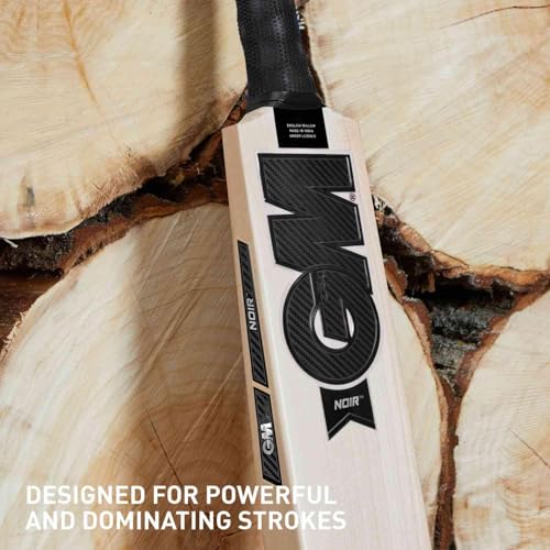 Image of GM Noir 303 English Willow Cricket Bat for Mens, Full Size - Mens with Free Bat Cover