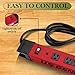 U.S. GENERAL 5-Outlet Heavy Duty Magnetic Power Strip with 2 USB Ports and Lighted on/Off Switch, 8 FT Grounded Power Cord for Garage, Workshop and Home (Red)