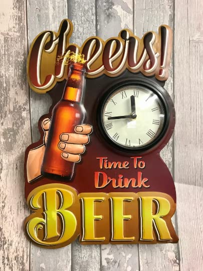 Targa vintage in metallo 3D con logo Pub Man Cave Wall Beer Lager Clock
