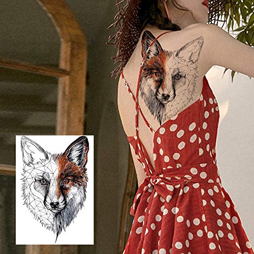 6 Sheets FANRUI 3D Large Realistic Geometric Wolf Temporary Tattoos For Men Women Waterproof Tribal Forest Wolf Fox Coyote Temporary Tatoo Arm Leg Shoulder Armband Custom Fake Tattoo Sticker Paper DIY
