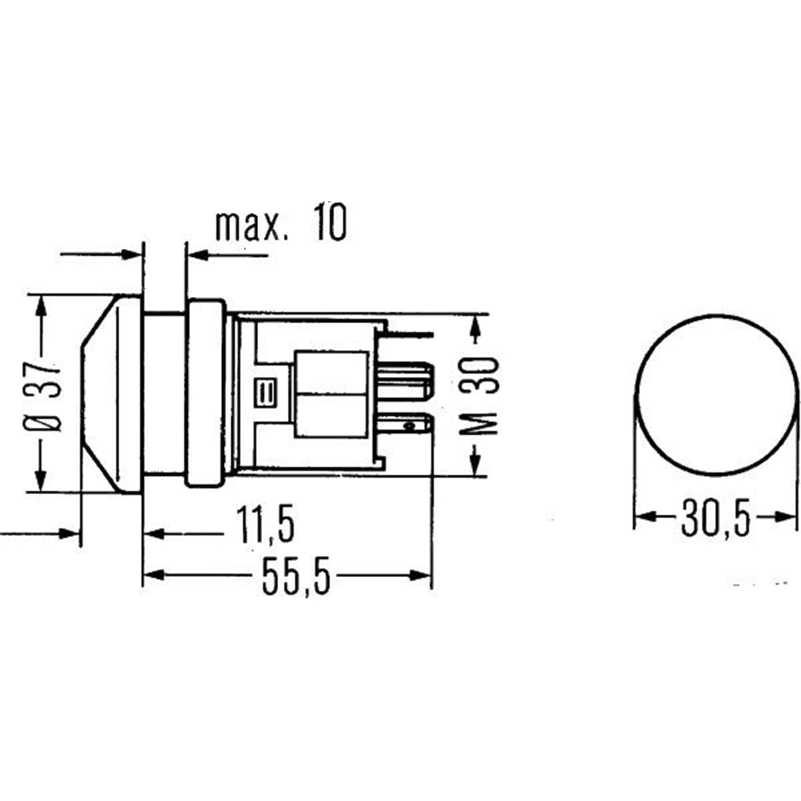 HELLA 6Hf 003 916-031 Interrupteur De Signal De Détresse - Commande De Pression - 12V - Montage Encastré - Halogène - Éclairage De L'Interrupteur: Rouge - Avec Ampoule