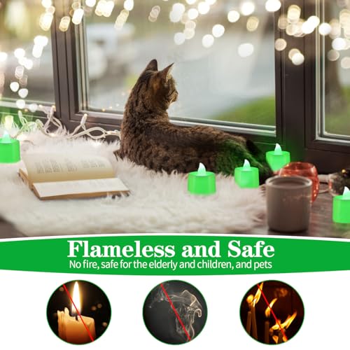 Image of KOABY 25 Pack Flameless Votive Candles, Last 8H+, Green Light, No Timer No Flickering