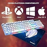 Combrite Raptor White Gaming Keyboard And Mouse Set With Large Mouse Pad, Rainbow LED Illustrated Keys, USB Wired Desktop Combo, UK Layout, For Desktop PC, Laptop, PS4, PS5, Xbox One - Image 5