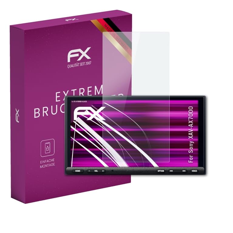 atFoliX Plastic Glass Protective Film compatible with Sony XAV-AX7000 Glass Protector, 9H Hybrid-Glass FX Screen Protector