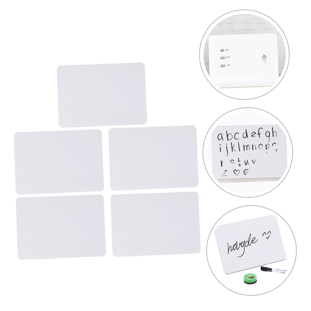 Tableau Blanc Effaçable à Sec sans Cadre en Bois 5 Pièces