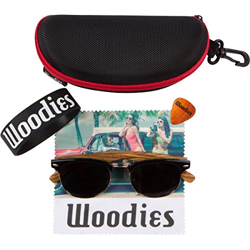 Woodies Wood Sunglasses made from Zebra Wood with Half-Rim Shape and Polarized Lenses4