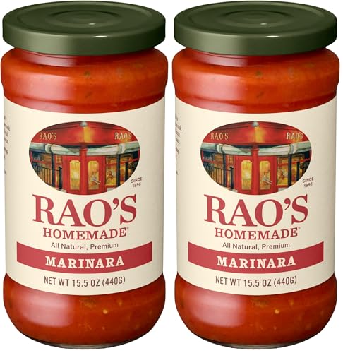 Rao's Homemade Marinara Sauce, 15.5 oz, Tomato Sauce, All Purpose, Keto Friendly Pasta Sauce, Premium Quality, Tomatoes from Italy and Olive Oil (Pack of 2)