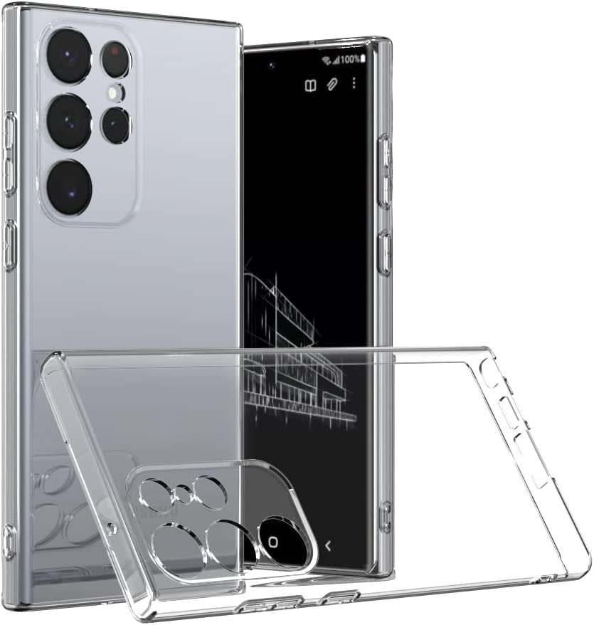 Image of NISHTECH for Samsung Galaxy S23 Ultra 5G Premium Transparent Hybrid Soft Slim Dust Proof Back Case Cover Silicone with Camera Protection