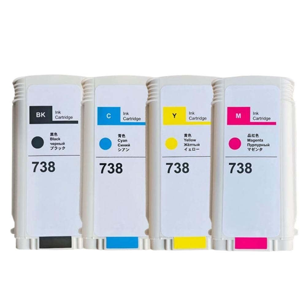 Serbatoio della cartuccia d'inchiostro compatibile con stampante Designjet T850 T950 738 738 498N8A 676M6A 676M7A 676M8A 130ML inchiostro pigmentato(Yellow)