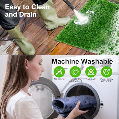 81x60 cm Hundeklo Hundetoilette Welpentoilette mit Kunstrasen, Hochdurchlässiger Hundetoilette Welpenklo Haustiertoilette, mit Waschbar und Wiederverwendbar Trainingsunterlage für drinnen und draußen