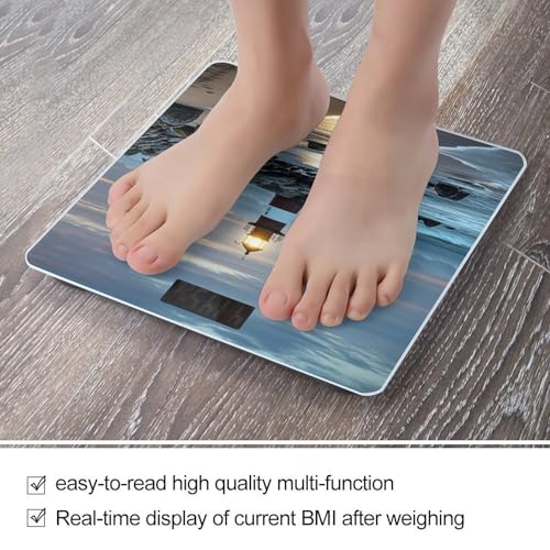 Báscula digital de baño con vidrio templado y pantalla LCD miniatura 5
