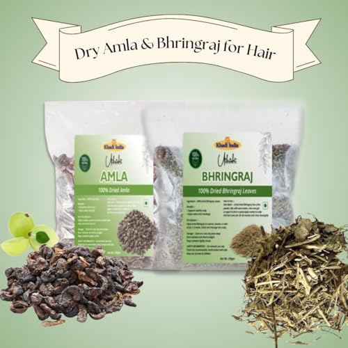 Image of Khadi Utkrisht Herbal Hair Care Combo - Dried Amla & Bhringraj for Hair Growth and Strong Roots - Pack of 2