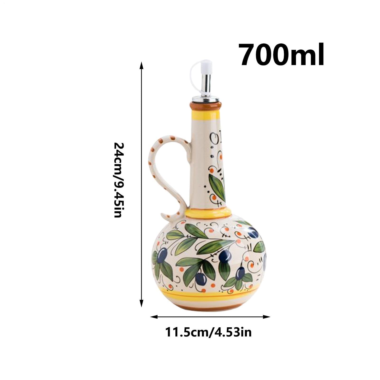 Dispensador de de Oliva de Cerámica 680 ml de Cerámica Portátil con | Botellas De Y Vinagre Para Cocina Hogar Mesa Almacenaje Ensaladas Vinagre
