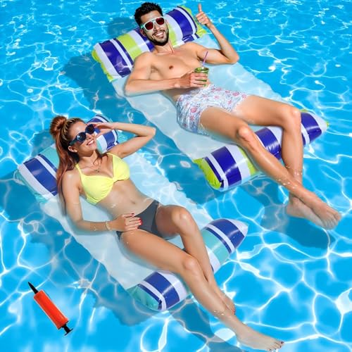 Confezione da 2 Amaca Galleggiante,Materassino Mare,XL Gonfiabili Per Piscina,4-in-1 Materassino Piscina Gonfiabile Adulti,Materassino Gonfiabile Mare Piscina,Amaca Gonfiabile Mare