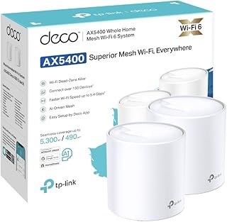 TP-Link Deco X60 AX5400 Whole Home Mesh Wi-Fi 6 System, Up to 5,300 Sq ft Coverage, 1 GHz Quad-Core CPU, Compatible with Amazon Alexa, HomeShield Security, Pack of 2